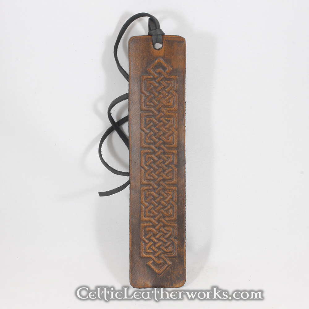 Celtic Maze Black Calf Leather Quality Leather Bookmark