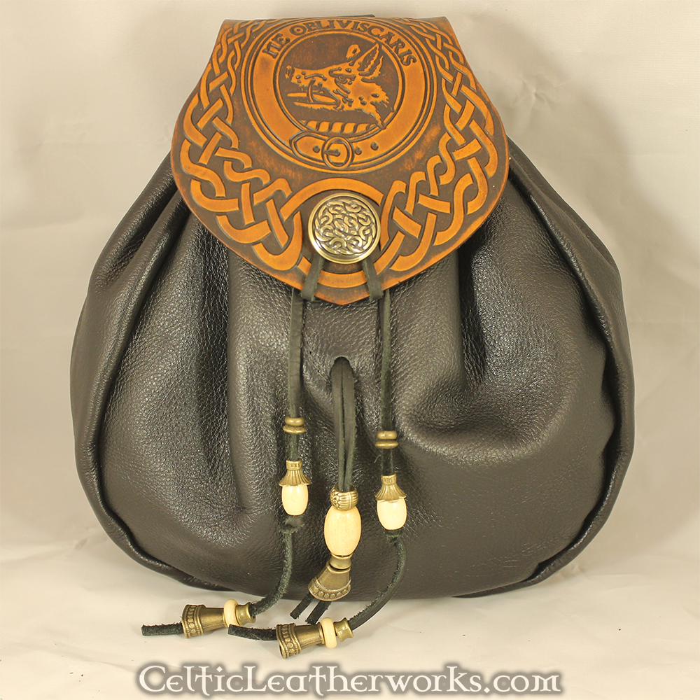 Campbell Scottish Clan Black Leather & Enamel Key Fob 